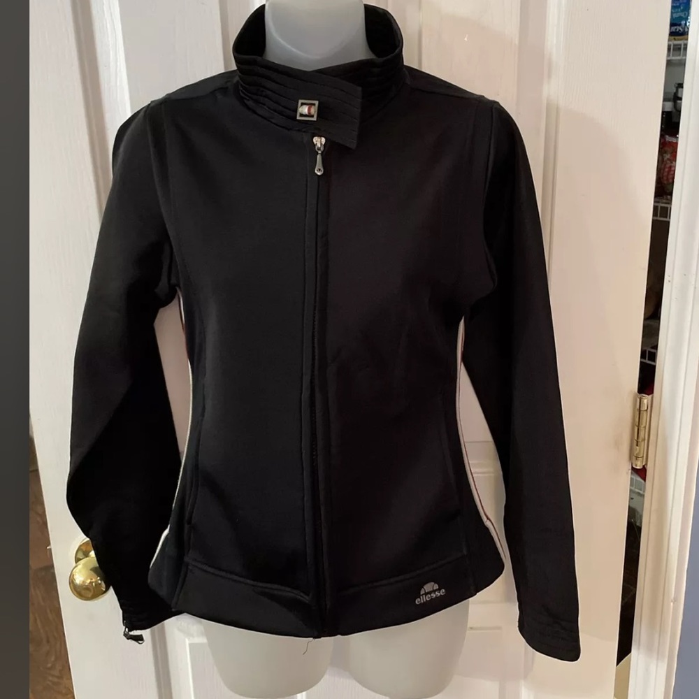 Ellesse Women's Sz 10 Polyester Track Jacket Full Zip Stripe Accent EUC B1